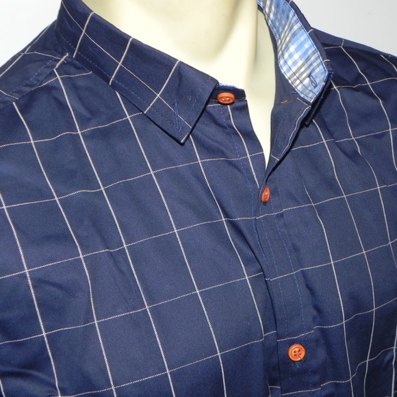 AIYINO FASHION MEN SHIRT SIZE L NAVY BLUE W/ WOODE - Picture 2 of 2